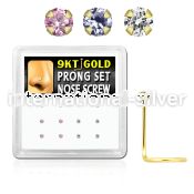 d9gsc2 l shape nose studs gold nose