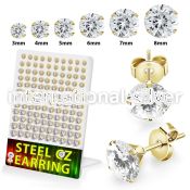 destzrg gold pvd plating steel ear studs 3mm 8mm 60