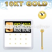 dginb5 10kt gold nose bone with 1.5mm ball shaped top