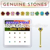 dginb8 10kt gold nose bone with prong various precious stones