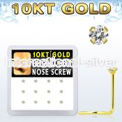 dgisc17 box w 12 10k gold nose screws w 2mm round clear czs