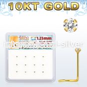 dgisc22 box w 10kt gold nose screws w 1.25mm clear round cz 