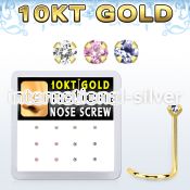 dgisc7 box w 10kt gold nose screw w mixed 1.5mm prong set czs