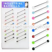 dind10 straight barbells surgical steel 316l with acrylic parts 