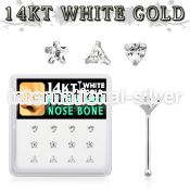 dwnb9 box w 14kt white gold nose bone w mix shaped czs