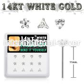 dwys9 box w 14kt white gold nose bend it nose studs w mix czs