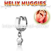 ehh767 high polished stainless steel huggie w a dangling tulip 