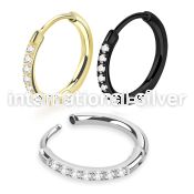 er276 one pair steel huggie hoop earrings small cz