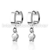 erh767 stainless steel huggies earrings w a dangling tulip 