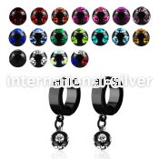 erkmjt6 black steel huggie dangling w mulit jewel ball