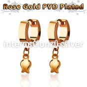 err767 rose gold stainless steel huggie earring w a tulip 