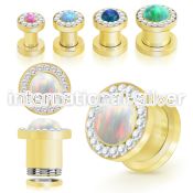 fgscpco gold pvd screw fit steel tunnel synthetic opal