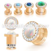 fttscpco rose gold pvd screw fit steel tunnel synthetic opal