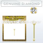 g9npdb2 genuine diamond 9karat gold nose bone stud 2mm prong set round diamond