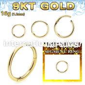 g9segh16 9 karat yellow gold 16g hinged segment hoop