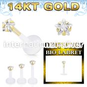 gbizsrm clear ptfe flexible labret star cubic zirconia stone