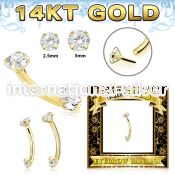 gbnfaz 14 k gold curved barbell 16g threadless push in top