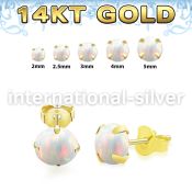 gerpop 1pair 14karat gold ear studs cabochon synthetic opals