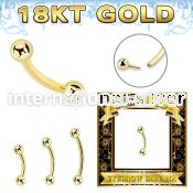 ggbnb25 18 k gold threadless pushin curved barbell 16g balls