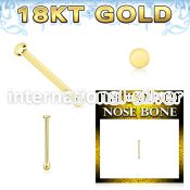 ggbrd1 18 karat yellow gold nose bone 22g plain gold top