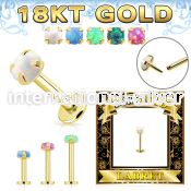gglbo 18 k gold threadless push in labret stud 16g cabochon