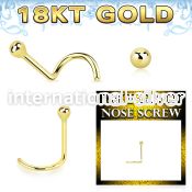 ggscb1 18 karat yellow gold nose screw 22g plain ball top