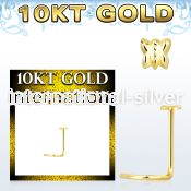 gisbt 10kt gold nose screw with a 2.5mm gold butterfly top