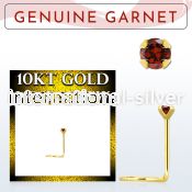 giscge2 10kt gold nose screw with a 2mm prong set garnet stone