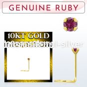 giscge5 10kt gold nose screw with a 2mm prong set ruby stone