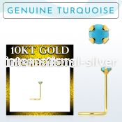giscge7 10kt gold nose screw with 2mm prong set turquoise stone
