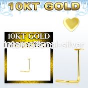 gisht 10kt gold nose screw with 2.5mm gold heart shaped top