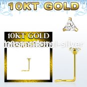 gisztm1 10kt gold nose screw, w 3mm triangle cz stone