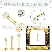glbdi2 14k gold labret 2mm prong set with round diamond