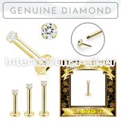 glbdi 14k gold labret 1.5mm prong set with round diamond