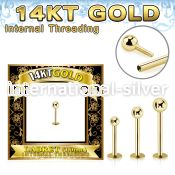glbxbi 14 karat yellow gold labret stud 18g ball internal