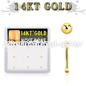 gnb3x box w 14kt gold nose bones, 20g w 1.5mm ball shaped top