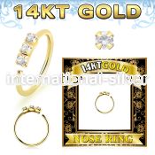 gnham 14k gold seamless nose hoop ring 20g gem tops curved