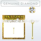 gnpdb2 genuine diamond 14karat gold nose bone stud 2mm prong set round diamond