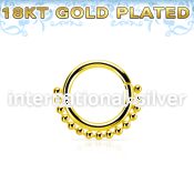 gpspv16 18k gold plated silver seamless septum ring,16g w beads