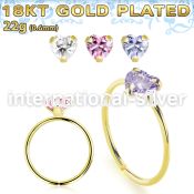 gpzhm22 18 karat plated silver seamless nose ring 22g heart