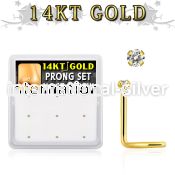 gsc2x box w 14kt gold nose screws, 20g w 1.5mm set clear cz 