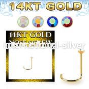 gscabm1 14k yellow gold nose screw color crystal ball