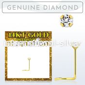 gscdb2 genuine diamond 14karat gold nose screw stud 2mm prong set round diamond