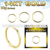 gsel22 14 karat yellow gold seamless nose ring hoop 22g