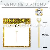 gydb2 genuine diamond 14karat gold self bending nose stud 2mm prong set round diamond