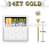 gys2x box 14kt gold bend it nose studs 20g w 1.5mm clear cz 