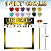 gyzhm1 14 karat gold bend it to fit nose stud heart color cz