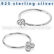 hptsv silver seamless nose ring hoop triple balls top