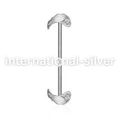 indsh25 316l steel industrial barbell w two rhodium plated wings