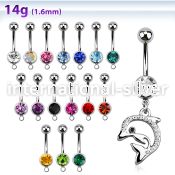mcd672 belly rings surgical steel 316l belly button